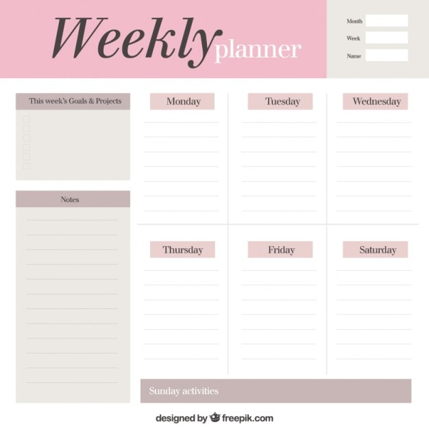 Vector simple weekly schedule