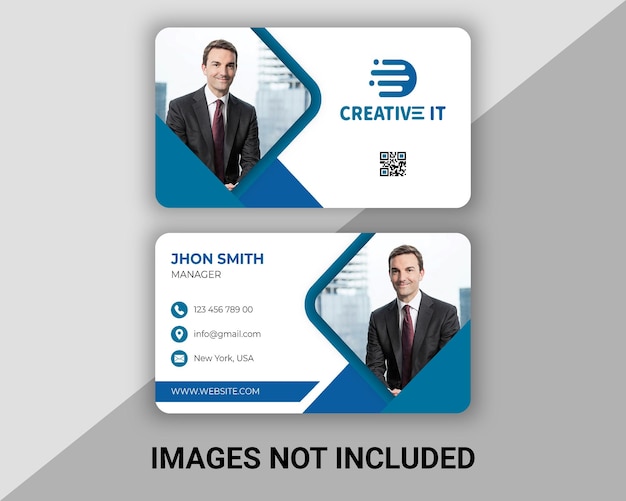 simple white and blue business card design