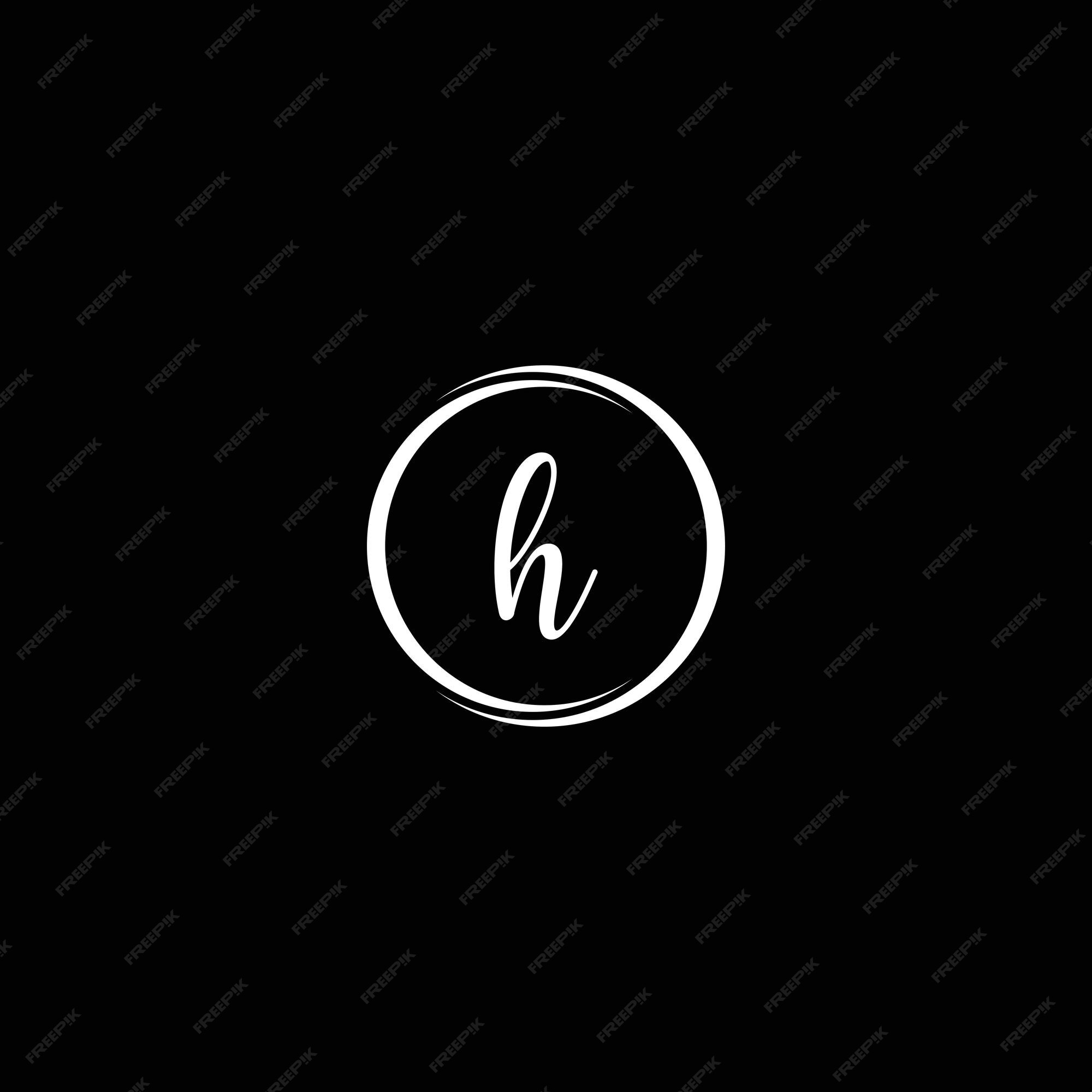 Premium Vector | Simple white letter h logo with ring and black background