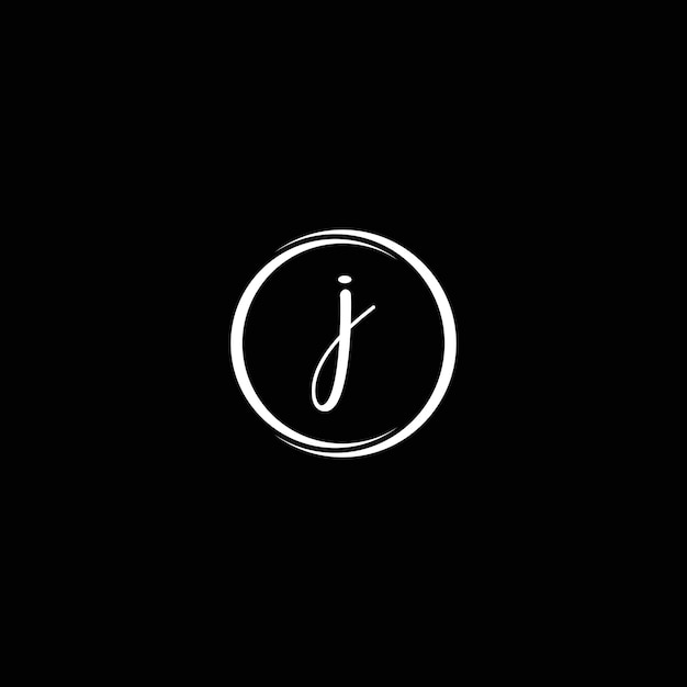 Simple white letter j logo with ring and black background