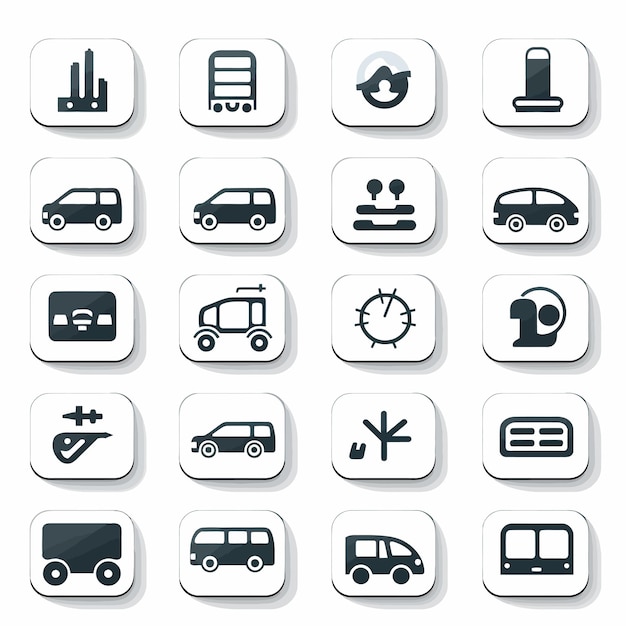 Vettore simple_white_nuki_rounded_square_icon_set