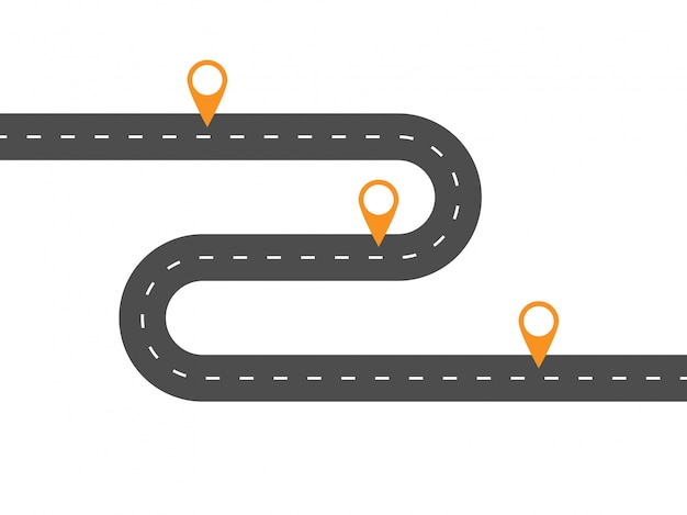 Simple winding road with pinpointers. Template for some steps or actions.