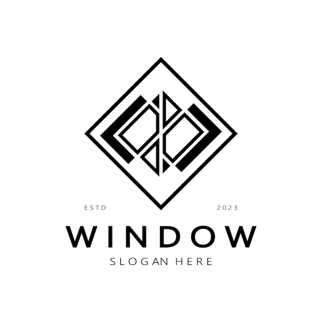 simple window logo design for interior construction architecture property business vector