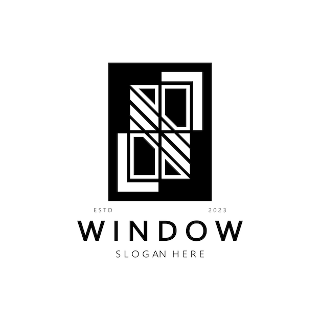 simple window logo design for interior construction architecture property business vector