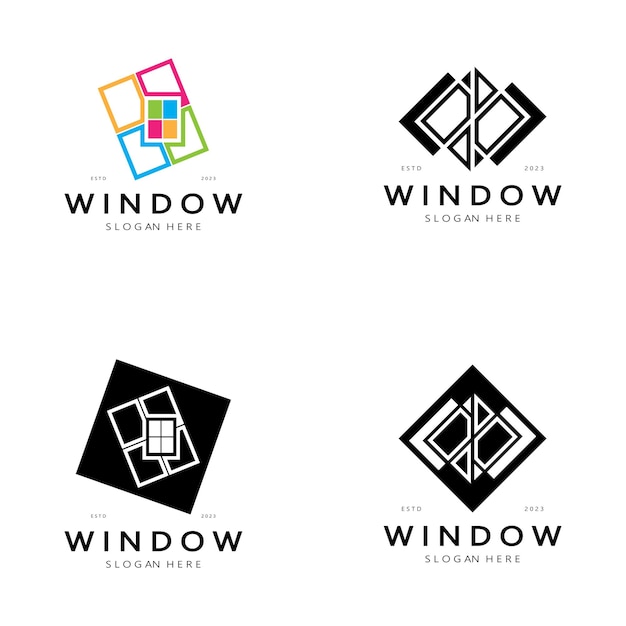 Simple window logo design for interior construction architecture property business vector