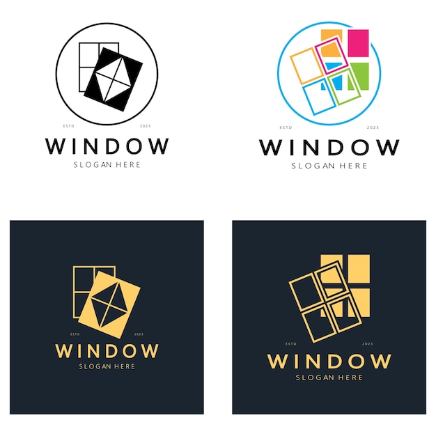 Simple window logo design for interior construction architecture property business vector