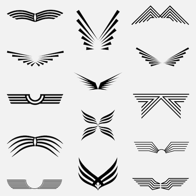 Набор значков простых крыльев