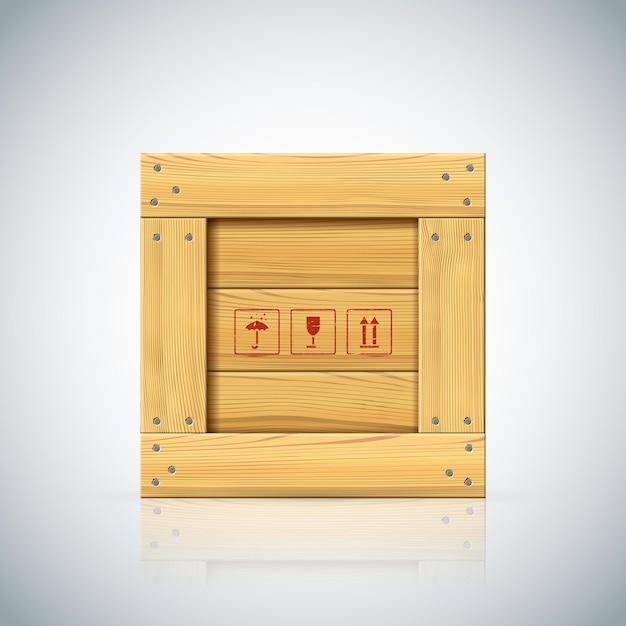 Vector simple wood crate with timber borders