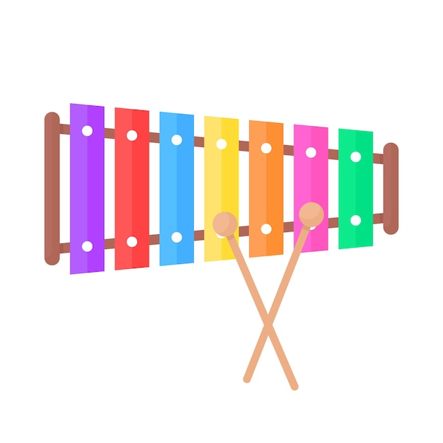 Icona semplice del giocattolo dello xilofono. concetto di audio, accordato, concerto, malleus, creatività, strumento multicolore, timbro, rumore, infantile. design grafico del logo moderno di tendenza in stile piatto su sfondo bianco