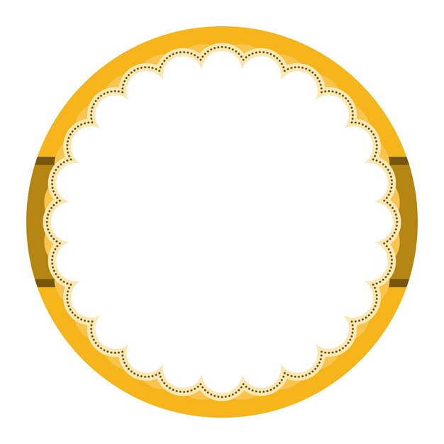 シンプルな黄色い装飾の丸いステッカー 単純なラベル 空白の背景のシールデザイン