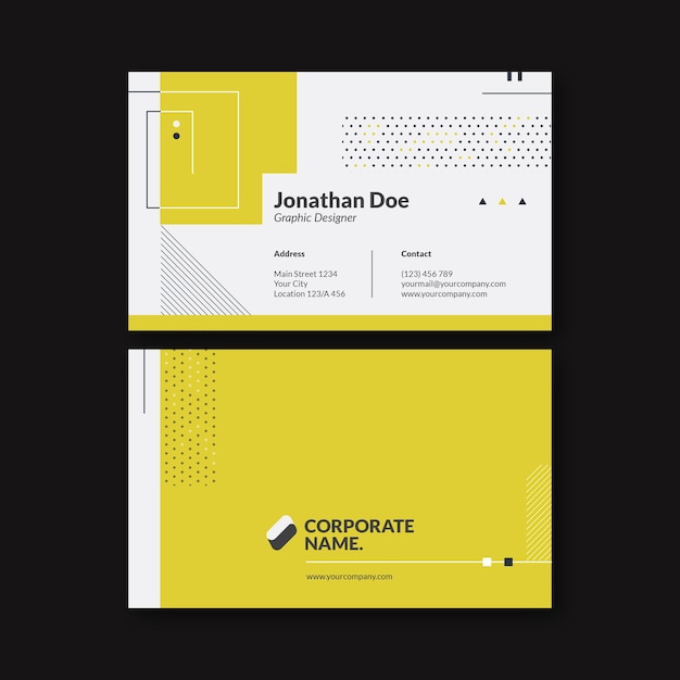 Vector simple yellow retro techno business card