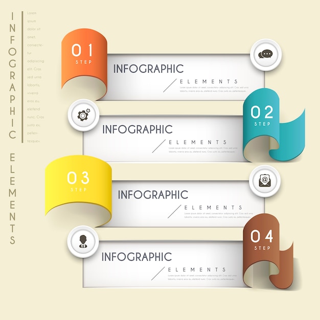 Simplicity infographic design with paper banner elements