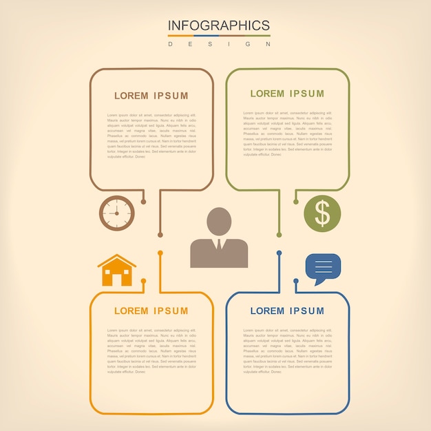 Semplicità design infografico con elementi di linea sottile