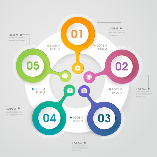 Semplicità infografica modello di progettazione con elementi circolari