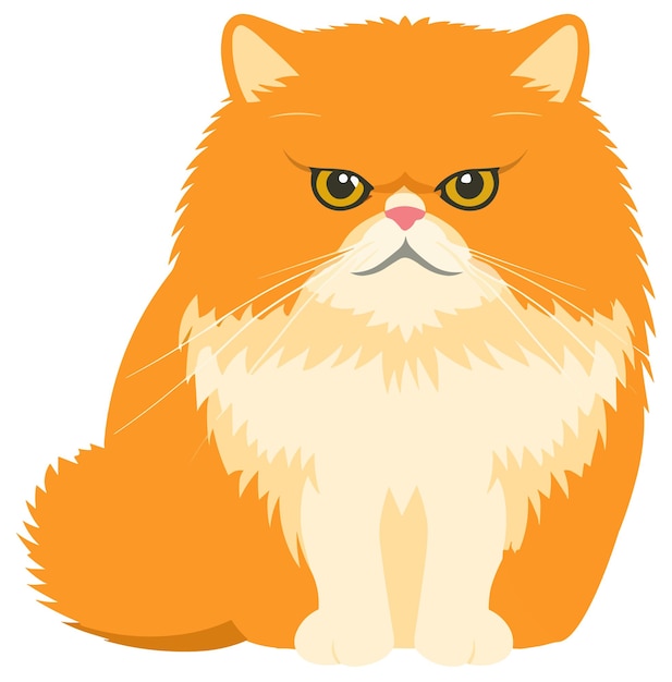 주황색 페르시안 고양이의 단순화된 플랫 아트 벡터 이미지