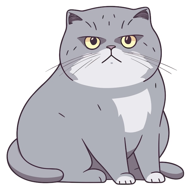 simplified flat art vector image of Scottish Fold cat