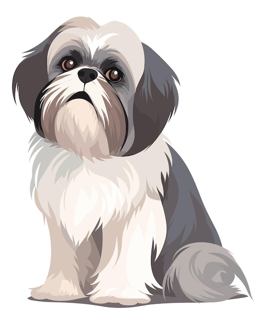 simplified flat art vector image of Shih Tzu