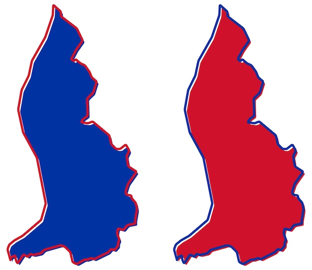 Mappa semplificata del profilo del liechtenstein. riempimento e tratto sono colori nazionali.