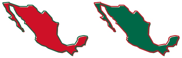 Simplified map of Mexico outline. Fill and stroke are national colours.