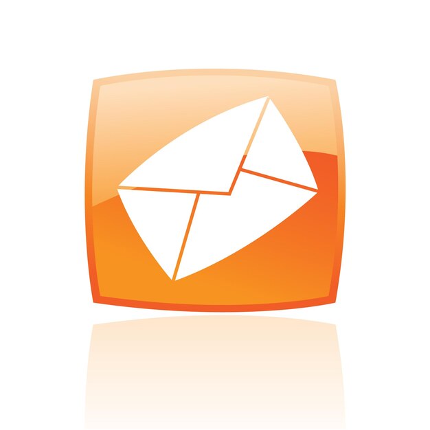 Vector simplistic envelope symbol on a glossy orange square