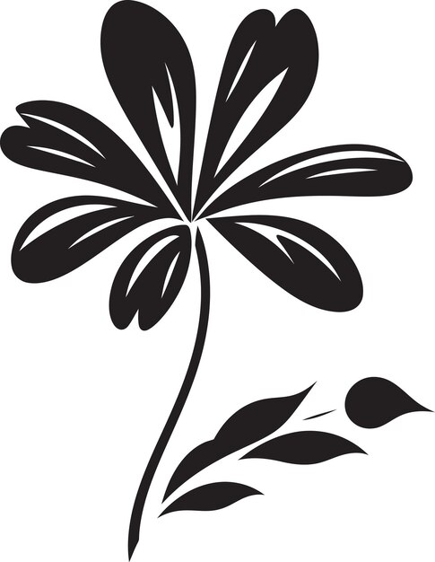 Simplistic flower frame monochrome emblematic symbol robust petal sketch black iconic symbol