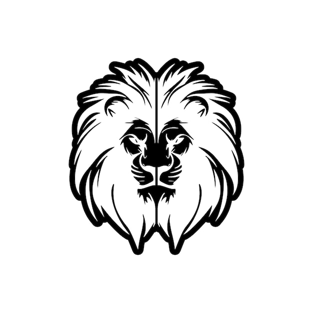 Un logo semplicistico di un leone che utilizza un'illustrazione vettoriale in bianco e nero