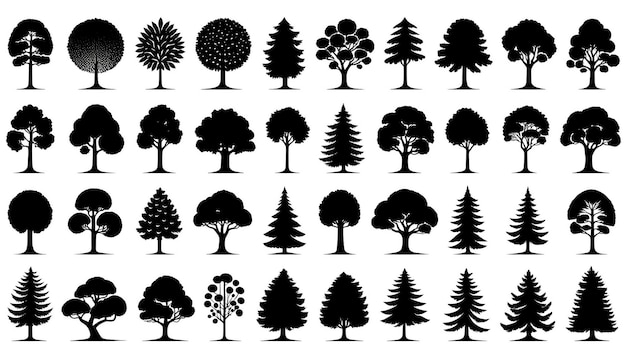 Simplistic Tree Silhouettes in Diverse Forms