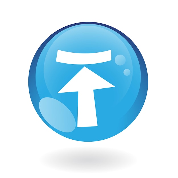 Simplistic Upload Symbol on a Blue Sphere