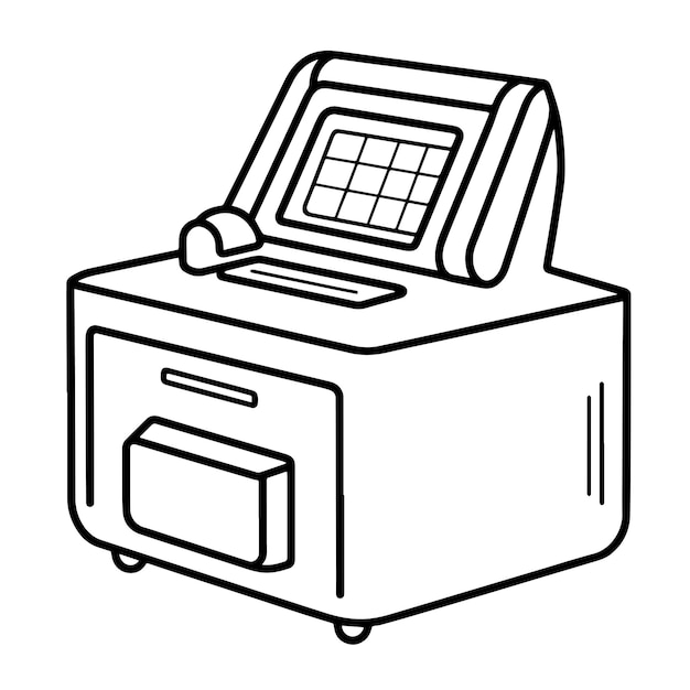 Vector simplistic vector depiction of a cashier machine outline perfect for financial graphics