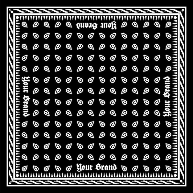ベクトル ファブリックに適用できる白い幾何学的な装飾線で飾られたシンプルなバンダナ スカーフ