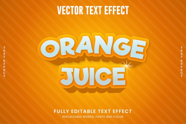 Sinaasappelsap 3d bewerkbaar vector teksteffect