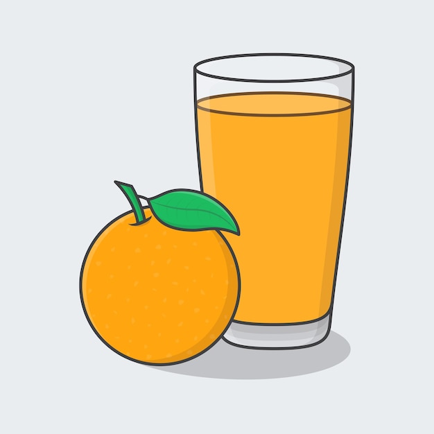 Sinaasappelsap met fruit in glas cartoon vectorillustratie verse jus d'orange flat icon outline