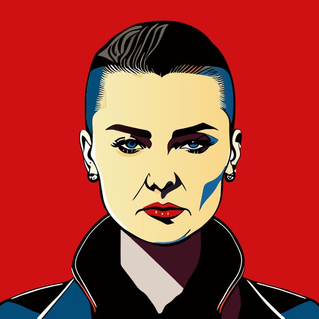 Vector sinead oconnor sad portrait vector illustration