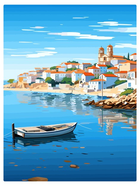 Vector sines portugal vintage travel poster souvenir postcard portrait painting wpa illustration