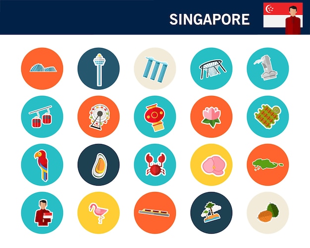 Singapore concept flat icons