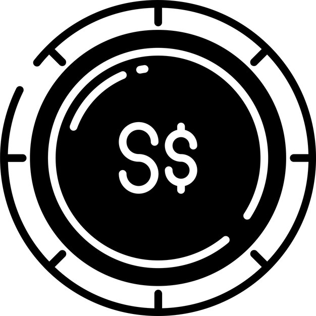 Singapore Dollar coin glyph and line vector illustration