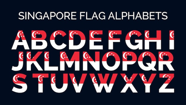 Singapore Flag Alphabets Letters A to Z Creative Design Logos