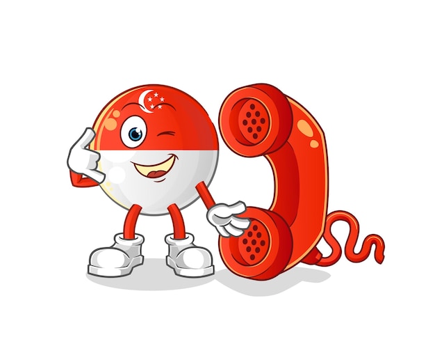 Singapore flag call mascot cartoon vector