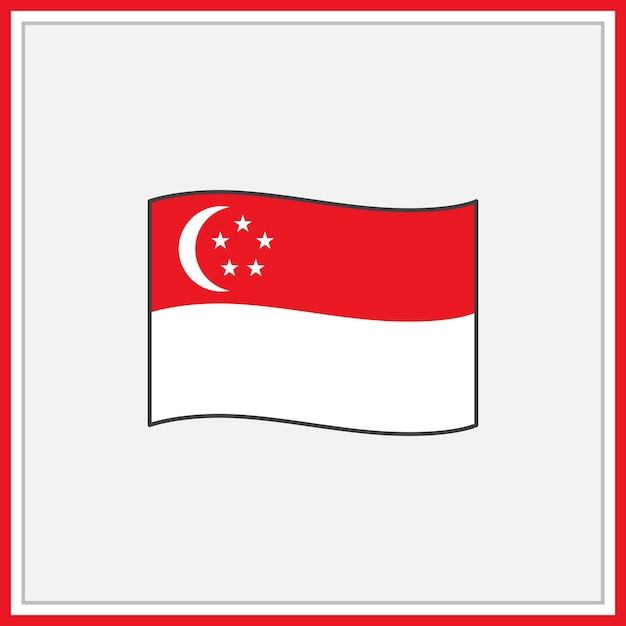 Singapore Flag Cartoon Vector Illustration Flag of Singapore Flat Icon Outline National Singapore Flag