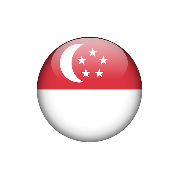 Singapore Flag Circle Button Vector Template