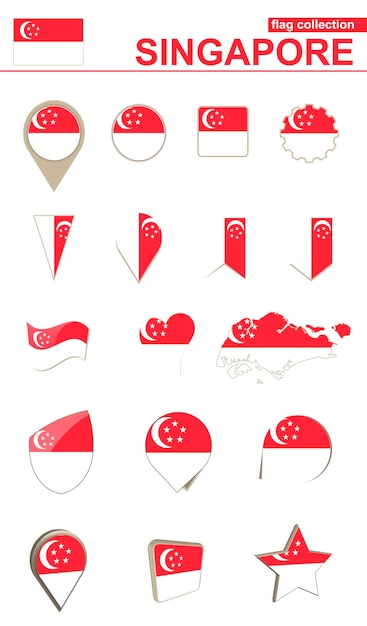 Singapore Flag Collection Big set for design