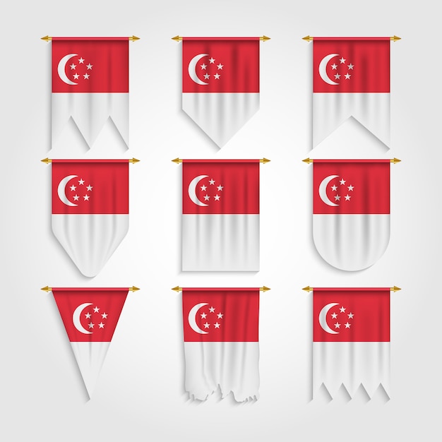 Singapore flag in different shapes, flag of singapore in various shapes