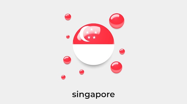 singapore flag glossy bubbles icon vector illustration