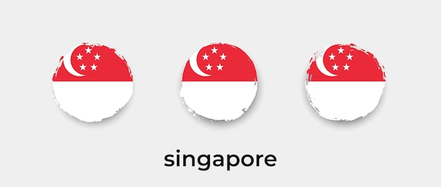 Сингапур флаг гранж пузыри значок векторные иллюстрации
