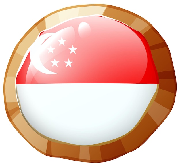 Bandiera di singapore su badge rotondo