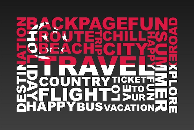 Vector singapore flag shape of travel keywords, travel concept, abroad vacation idea, simple flat design