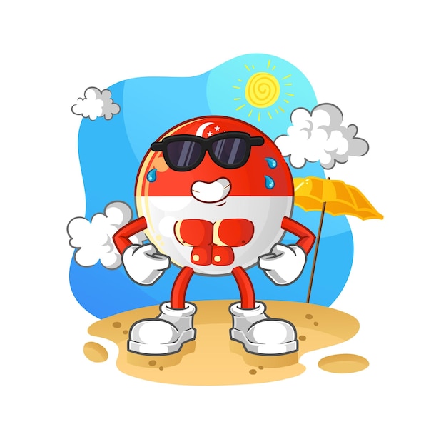 Singapore flag sunbathing in summer character vector