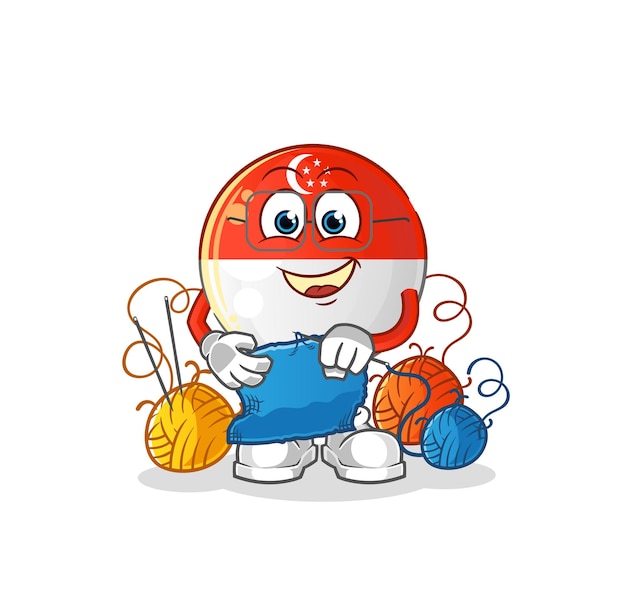 Singapore flag tailor mascot. cartoon vector