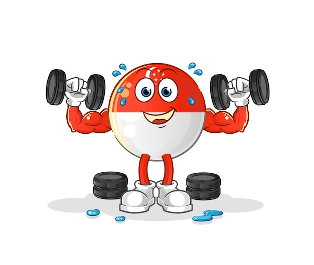 Singapore flag weight training illustration character vector