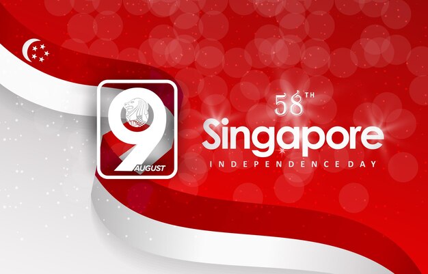 Vector singapore independence day 9th of august banner with abstract gradient red and white background design1